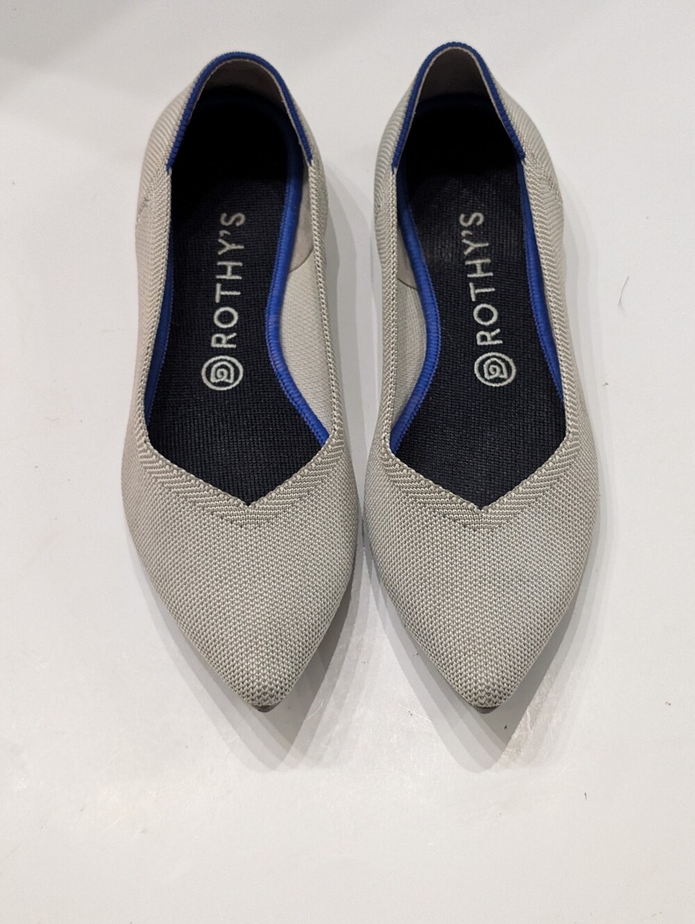 ROTHY’S Women's 9 Light Grey Flax Birdseye The Point Flats Shoes